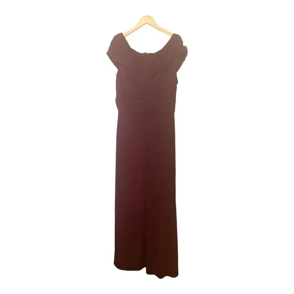 La Femme Deep Red Off-Shoulder Maxi Dress - Picture 4 of 8